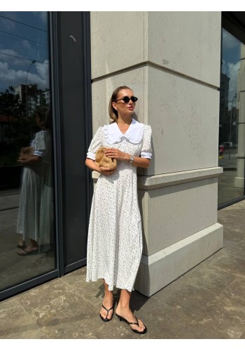 Легка сукня міді з коміром молочного кольору 33575