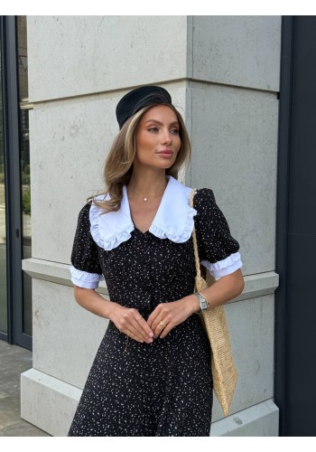 Легка сукня міді з коміром чорного кольору 33576