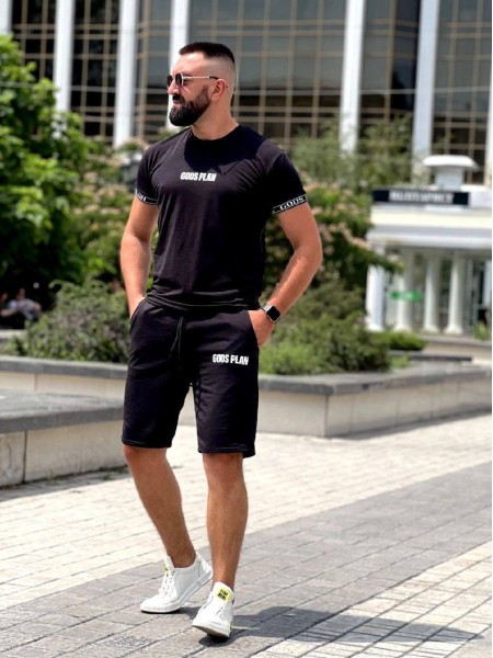 Чоловічий літній костюм чорного кольору 33577