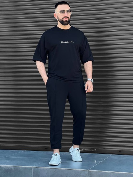 Чоловічий літній прогулянковий костюм чорного кольору 33578