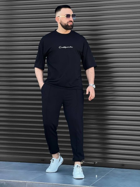 Чоловічий літній прогулянковий костюм чорного кольору 33578