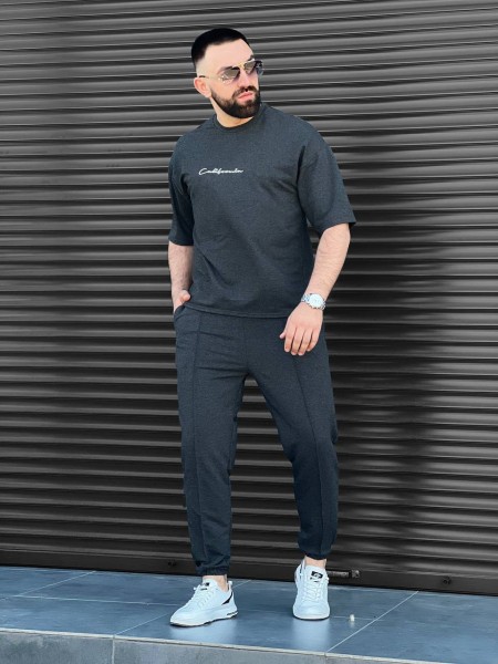 Чоловічий літній прогулянковий костюм графiтового кольору 33579