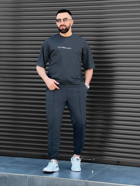 Чоловічий літній прогулянковий костюм графiтового кольору 33579