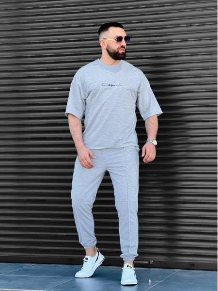 Чоловічий літній прогулянковий костюм сiрого кольору 33580