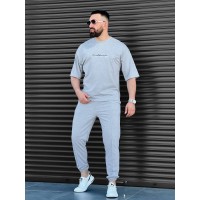 Мужской летний прогулочный костюм серого цвета 33580