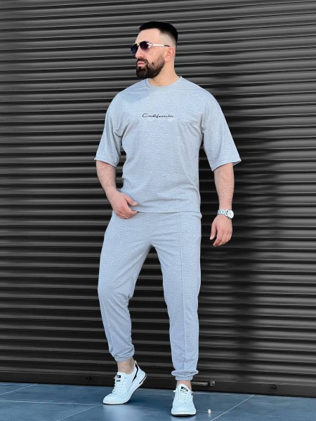 Чоловічий літній прогулянковий костюм сiрого кольору 33580