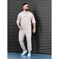 Чоловічий літній прогулянковий костюм бежевого кольору 33581