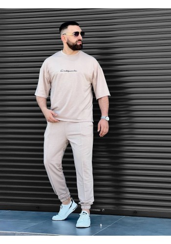 Чоловічий літній прогулянковий костюм бежевого кольору 33581