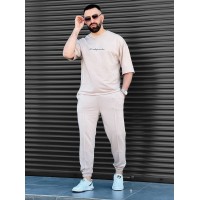Чоловічий літній прогулянковий костюм бежевого кольору 33581