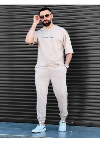 Чоловічий літній прогулянковий костюм бежевого кольору 33581