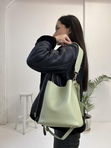 Сумка з косметичкою 2 В 1 світло-зеленого кольору 24019