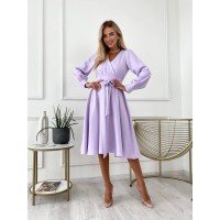 Сукня міді з поясом, лавандового кольору 24228
