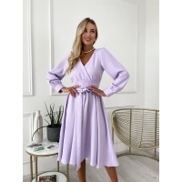 Сукня міді з поясом, лавандового кольору 24228