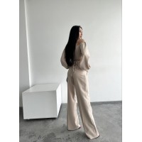 Костюм топ + штани бежевого кольору 24320