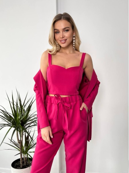 Костюм-трійка малинового кольору 24431 АА