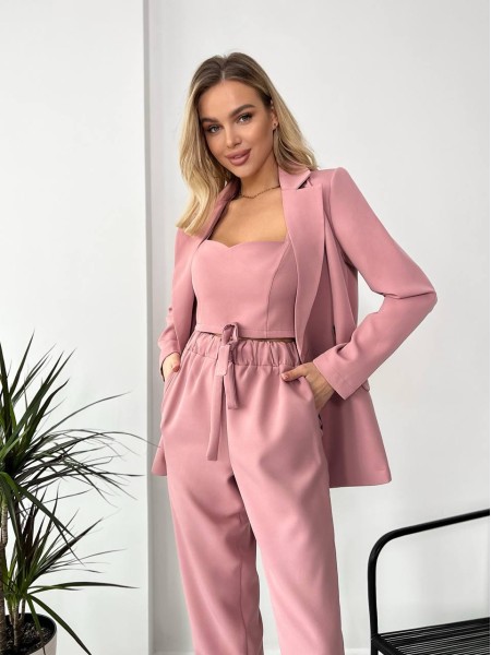 Костюм-трійка кольору запорошена троянда 24433 АА