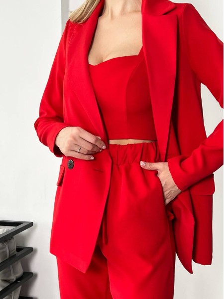 Костюм-трійка червоного кольору 24435 АА