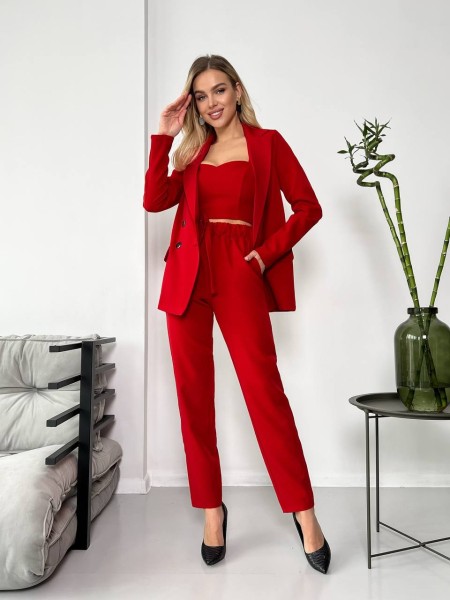 Костюм-трійка червоного кольору 24435 АА