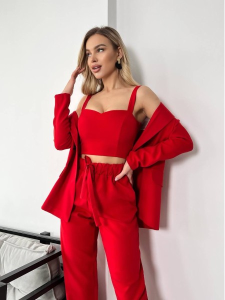 Костюм-трійка червоного кольору 24435 АА