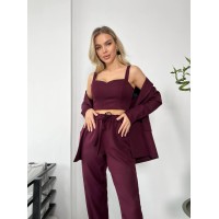 Костюм-трійка кольору марсала 24437 АА