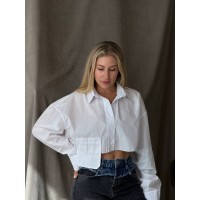 Стильна укорочена сорочка білого кольору 24636