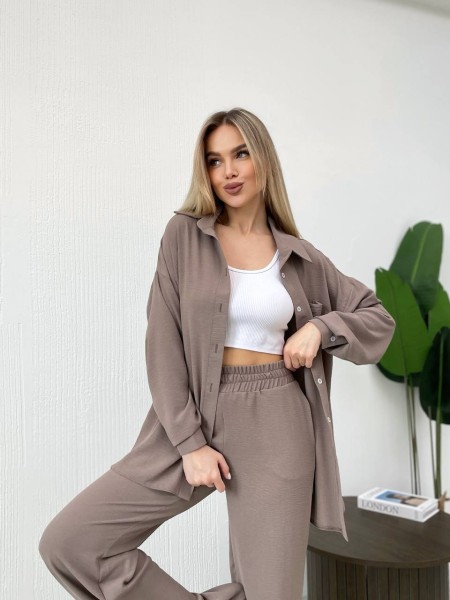 Костюм-двійка кавового кольору 24675