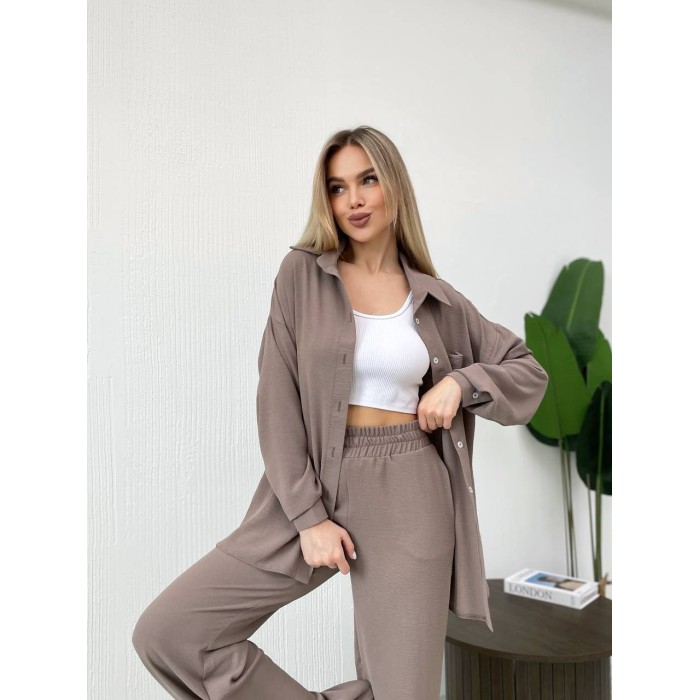 Костюм-двойка кофейного цвета 24675