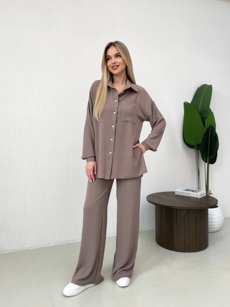 Костюм-двійка кавового кольору 24675