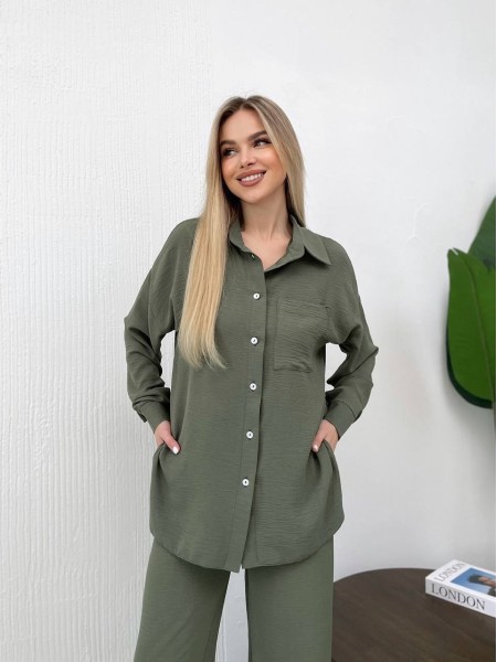 Костюм-двійка кольору хакі 24676