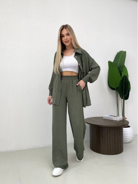 Костюм-двійка кольору хакі 24676