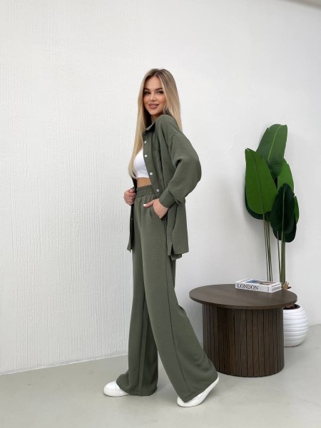 Костюм-двійка кольору хакі 24676