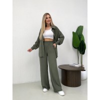 Костюм-двійка кольору хакі 24676