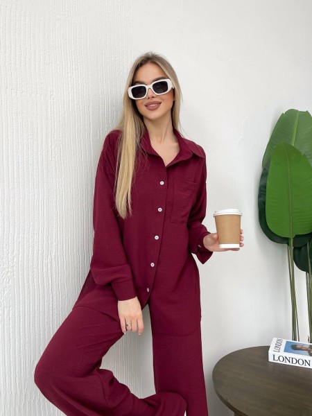 Костюм-двійка бордового кольору 24678