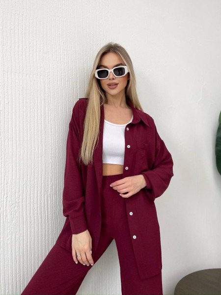 Костюм-двійка бордового кольору 24678