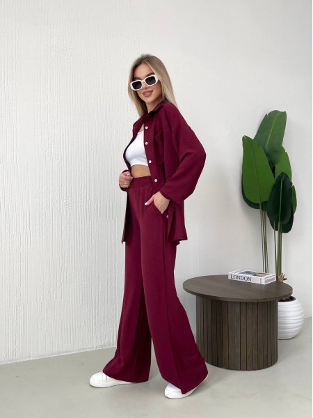Костюм-двійка бордового кольору 24678