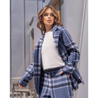 Костюм в крупную клетку сине-голубого цвета 24782