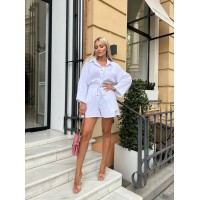 Женский костюм: рубашка с шортиками, белого цвета 24855