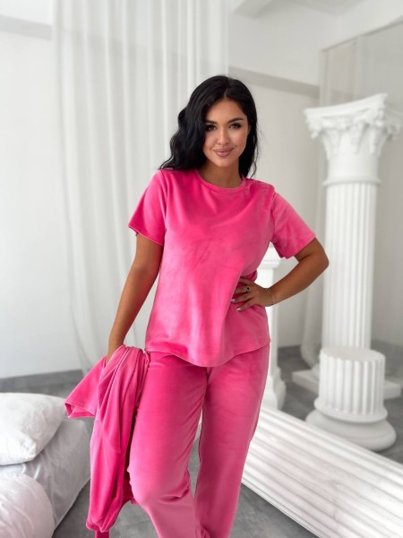 Жіночий комплект-трійка малинового кольору 25072 АА