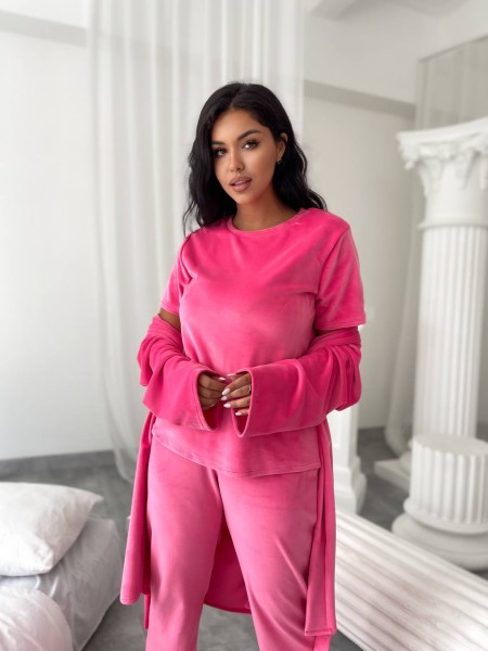 Жіночий комплект-трійка малинового кольору 25072 АА