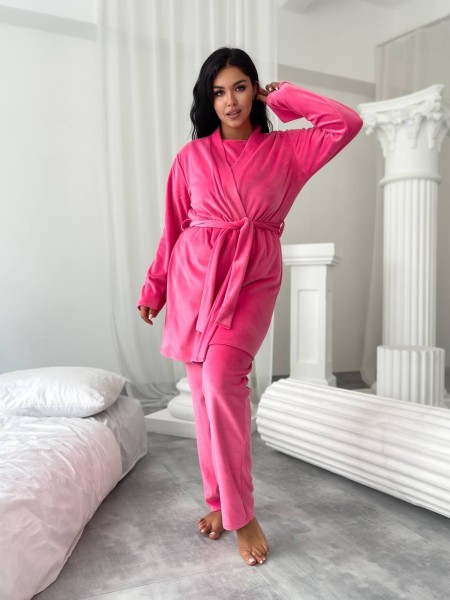 Жіночий комплект-трійка малинового кольору 25072 АА