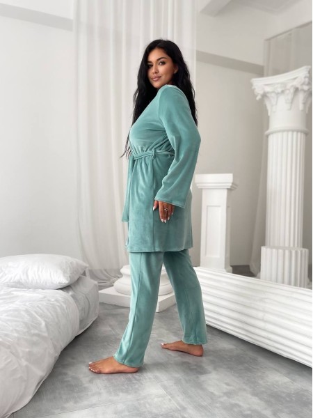 Жіночий комплект-трійка бірюзового кольору 25077 АА