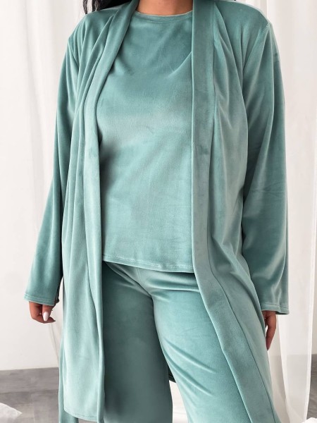 Жіночий комплект-трійка бірюзового кольору 25077 АА