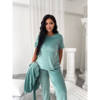 Жіночий комплект-трійка бірюзового кольору 25077 АА
