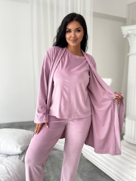 Жіночий комплект-трійка пудрового кольору 25081 АА