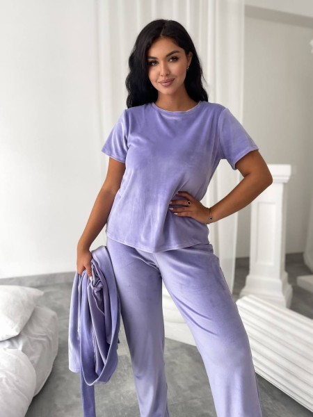 Жіночий комплект-трійка лавандового кольору 25082 АА