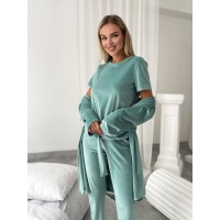 Жіночий комплект-трійка бiрюзового кольору 25109 АА