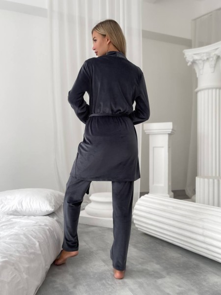 Жіночий комплект-трійка графiтового кольору 25112 АА