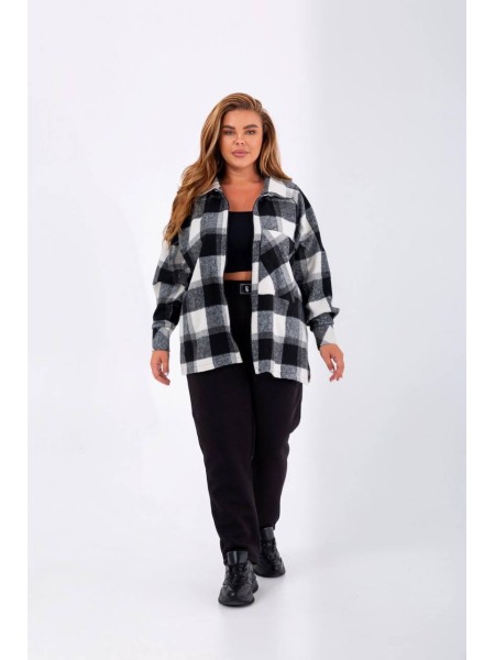 Жіночий костюм з сорочкою на змійці чорного кольору 25325