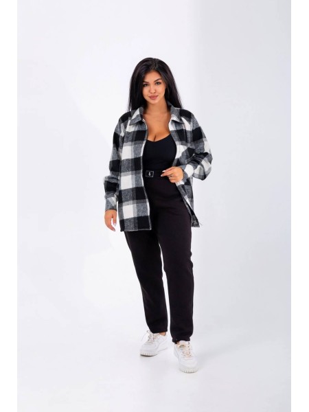 Жіночий костюм з сорочкою на змійці чорного кольору 25325
