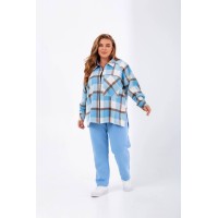 Женский костюм с рубашкой на змейке голубого цвета 25326